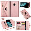 For Samsung Galaxy J4 (2018) Skin Feel Zipper Horizontal Flip Leather Case with Holder & Card Slots & Photo Frame & Lanyard & Long Rope(Rose Gold)