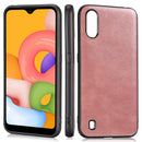 For Samsung Galaxy A01 / M01 Crazy Horse Textured Calfskin PU+PC+TPU Case(Rose Gold)