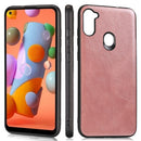 For Samsung Galaxy A11 / M11 Crazy Horse Textured Calfskin PU+PC+TPU Case(Rose Gold)