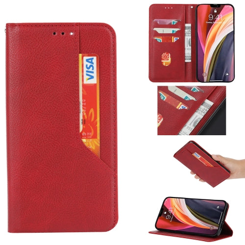 For OnePlus Nord Magnetic Horizontal Flip Leather Case with Holder & Card Slots & Wallet(Red)