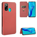 For Ulefone Note 9P Carbon Fiber Texture Magnetic Horizontal Flip TPU + PC + PU Leather Case with Card Slot & Lanyard(Brown)