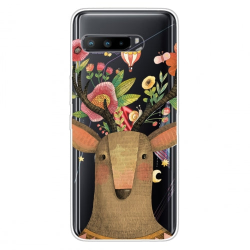For Asus ROG Phone 3 ZS661KS Shockproof Painted Transparent TPU Protective Case(Flower Deer)