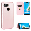 For Kyocera Android One S6 Carbon Fiber Texture Magnetic Horizontal Flip TPU + PC + PU Leather Case with Card Slot(Pink)