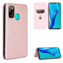 For Ulefone Note 9P Carbon Fiber Texture Magnetic Horizontal Flip TPU + PC + PU Leather Case with Card Slot(Pink)