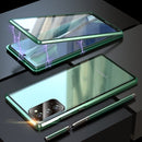 For Samsung Galaxy Note20 Ultra Shockproof Double-sided Tempered Glass Magnetic Attraction Case with Black Camera Lens Protector Cover(Green)