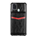 For Samsung Galaxy A21s Flip Card Bag Copper Buckle TPU + PU Leather Back Cover Shockproof Case with Card Slots & Photo Frame(Black)