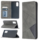 For OPPO Reno4 Pro 5G Rhombus Texture Horizontal Flip Magnetic Leather Case with Holder & Card Slots(Grey)