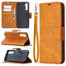 For OPPO Realme 6 Pro Retro Lambskin Texture Pure Color Horizontal Flip PU Leather Case, with Holder & Card Slots & Wallet & Lanyard(Yellow)