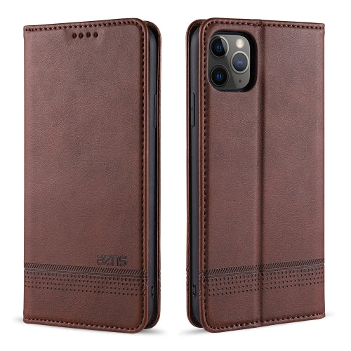 For iPhone 11 AZNS Magnetic Calf Texture Horizontal Flip Leather Case with Card Slots & Holder & Wallet(Dark Brown)