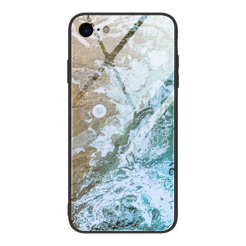 For iPhone SE 2020 / 8 / 7 Marble Pattern Glass Protective Case(DL06)