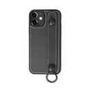 For iPhone 11 Top Layer Cowhide Shockproof Protective Case with Wrist Strap Bracket(Black)