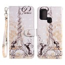 For Samsung Galaxy A21s 3D Painting Pattern Coloured Drawing Horizontal Flip PU Leather Case with Holder & Card Slots & Wallet(Eiffel Tower Couple)