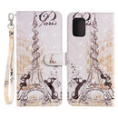 For Samsung Galaxy A71 5G 3D Painting Pattern Coloured Drawing Horizontal Flip PU Leather Case with Holder & Card Slots & Wallet(Eiffel Tower Couple)