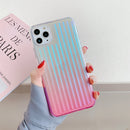 For iPhone 12 / 12 Pro Electroplating Gradient Suitcase Stripe TPU Protective Case(Pink)