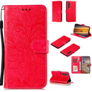 For Xiaomi Mi Note 10 Lite Lace Flower Horizontal Flip Leather Case with Holder & Card Slots & Wallet & Photo Frame(Red)