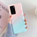 For Huawei P40 Frosted Marble Pattern Soft TPU Protective Case(Orange Green)