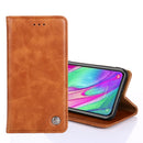 For Samsung Galaxy A20s Non-Magnetic Retro Texture Horizontal Flip Leather Case with Holder & Card Slots & Wallet(Brown)