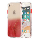 For iPhone SE 2020 / 8 / 7 Marble Pattern Glittery Powder Shockproof TPU Case with Detachable Buttons(Red)