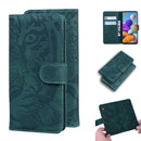 For Samsung Galaxy A21s Tiger Embossing Pattern Horizontal Flip Leather Case with Holder & Card Slots & Wallet(Green)