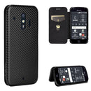 For Fujitsu F-42A / F-01L Carbon Fiber Texture Magnetic Horizontal Flip TPU + PC + PU Leather Case with Card Slot(Black)