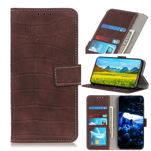 For Motorola Moto G9 Plus Crocodile Texture Horizontal Flip Leather Case with Holder & Wallet & Card Slots & Photo Frame(Brown)