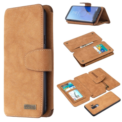 For Samsung Galaxy S9 Plus Detachable Frosted Magnetic Horizontal Flip PU Leather Case with Card Slots & Holder & Zipper Wallet & Photo Frame(Brown)