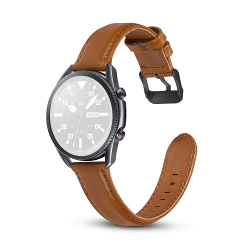 For Samsung Galaxy Watch 3 41mm Flat Texture Leather Replacement Strap(Light Brown)