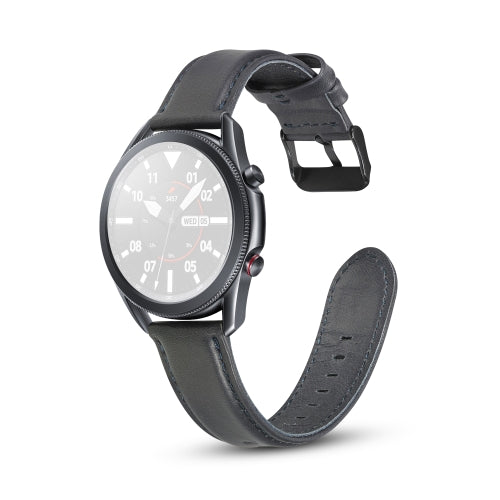 For Samsung Galaxy Watch 3 45mm Flat Texture Leather Replacement Strap(Gray)