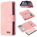 For Samsung Galaxy A21s Detachable Frosted Magnetic Horizontal Flip Leather Case with Card Slots & Holder & Zipper Wallet & Photo Frame(Pink)