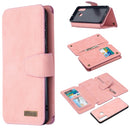 For Samsung Galaxy A21 Detachable Frosted Magnetic Horizontal Flip Leather Case with Card Slots & Holder & Zipper Wallet & Photo Frame(Pink)
