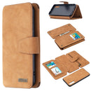 For Samsung Galaxy A50 Detachable Frosted Magnetic Horizontal Flip Leather Case with Card Slots & Holder & Zipper Wallet & Photo Frame(Brown)
