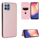 For OPPO Reno4 SE Carbon Fiber Texture Magnetic Horizontal Flip TPU + PC + PU Leather Case with Card Slot(Pink)