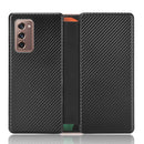 For Samsung Galaxy Z Fold2 5G Carbon Fiber Texture Magnetic Horizontal Flip TPU + PC + PU Leather Case with Card Slot(Black)
