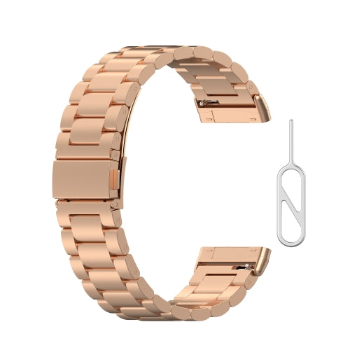 For Fitbit Versa 3 / Fitbit Sense Three Strains Of Stainless Steel Strap with Disassembly Tools(Rose Gold)