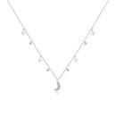 S925 Sterling Silver Dream Star Moon Zircon Women Nacklace Jewelry