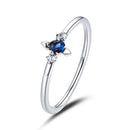 S925 Sterling Silver Simple Cross Women Zircon Ring, Size:7