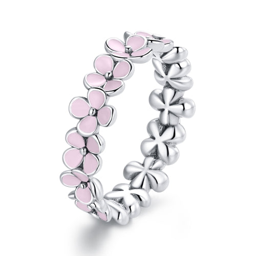 S925 Sterling Silver Pink Wreath Women Ring, Size:6