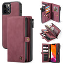 CaseMe 018 Detachable Multi-functional Horizontal Flip Leather Case, with Card Slot & Holder & Zipper Wallet & Photo Frame For iPhone 12 / 12 Pro(Red)