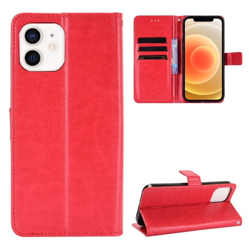 Crazy Horse Texture Horizontal Flip Leather Case with Holder & Card Slots & Wallet & Lanyard for iPhone 12 mini(Red)
