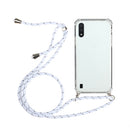 For Samsung Galaxy A01 (EU Version) Four-Corner Anti-Fall Transparent TPU Protective Case with Lanyard(White)