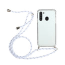 For Samsung Galaxy A21 (EU Version) Four-Corner Anti-Fall Transparent TPU Protective Case with Lanyard(White)