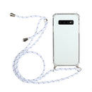 For Samsung Galaxy S10+ Four-Corner Anti-Fall Transparent TPU Protective Case with Lanyard(White)