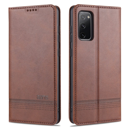 For Samsung Galaxy S20 FE AZNS Magnetic Calf Texture Horizontal Flip Leather Case with Card Slots & Holder & Wallet(Dark Brown)
