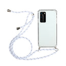 For Huawei P40 Pro+ Four-Corner Anti-Fall Transparent TPU Protective Case with Lanyard(White)