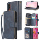 For Huawei P30 Zipper Wallet Bag Horizontal Flip PU Leather Case with Holder & 9 Card Slots & Wallet & Lanyard & Photo Frame(Blue)