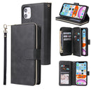 For iPhone 11 Pro Max Zipper Wallet Bag Horizontal Flip PU Leather Case with Holder & 9 Card Slots & Wallet & Lanyard & Photo Frame(Black)