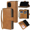 For iPhone 12 Pro Max Zipper Wallet Bag Horizontal Flip PU Leather Case with Holder & 9 Card Slots & Wallet & Lanyard & Photo Frame(Brown)