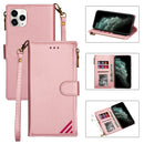 Zipper Multi-card Slots Horizontal Flip PU Leather Case with Holder & Card Slots & Wallet & Lanyard & Photo Frame for iPhone 12 mini(Rose Gold)