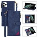 Zipper Multi-card Slots Horizontal Flip PU Leather Case with Holder & Card Slots & Wallet & Lanyard & Photo Frame for iPhone 12 Pro Max(Blue)