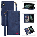 Zipper Multi-card Slots Horizontal Flip PU Leather Case with Holder & Card Slots & Wallet & Lanyard & Photo Frame for iPhone XS Max(Blue)